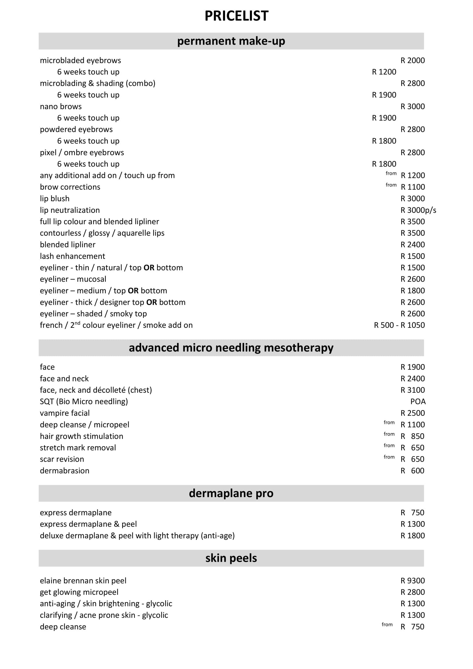 Skulpt Ink Pricelist 1